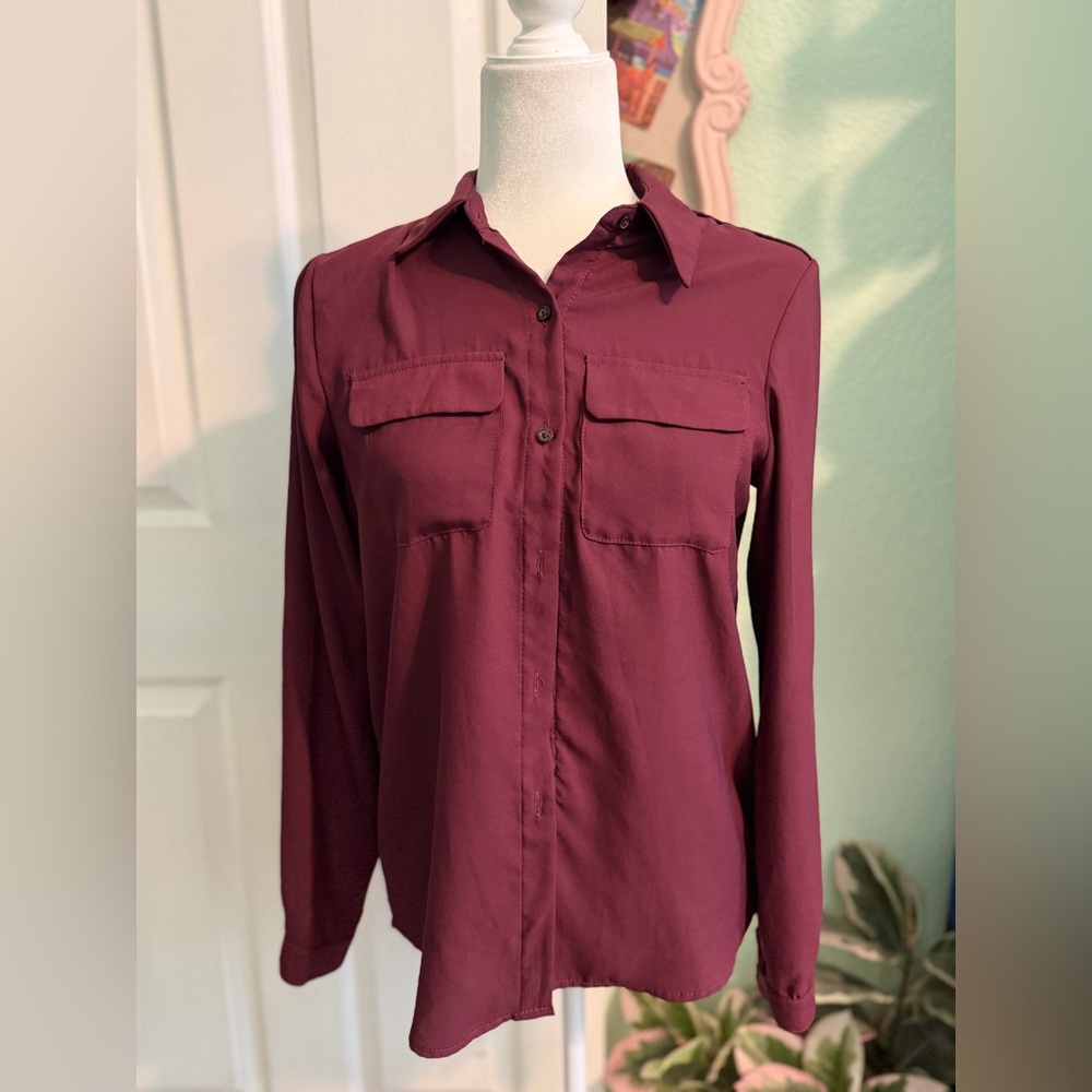 Tommy Hilfiger Women's Button-Front Shirt - Wine